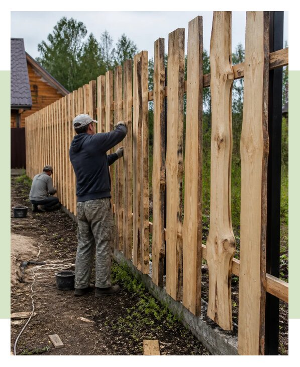 Строительство забора из горбыля под ключ на участке в Красноярске